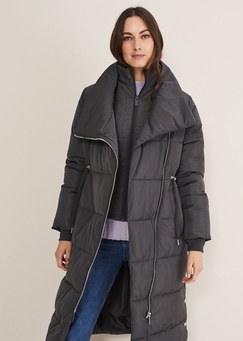 Phase Eight Rae Asymetric Long Puffer Coats Grey Canada | BQMXFN-280